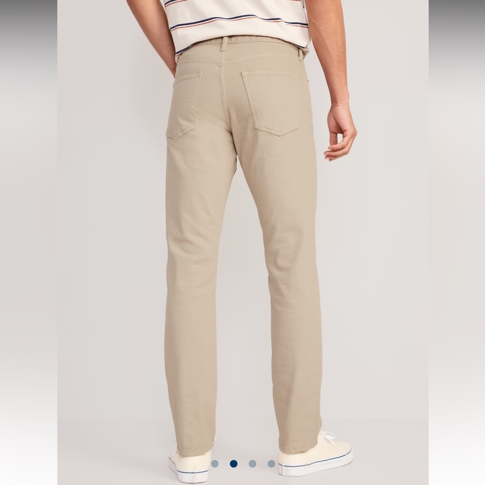 Old Navy Men’s Slim Five 5 Pocket Pants Light Khaki 32x34 Straight Leg Twill - Picture 2 of 10